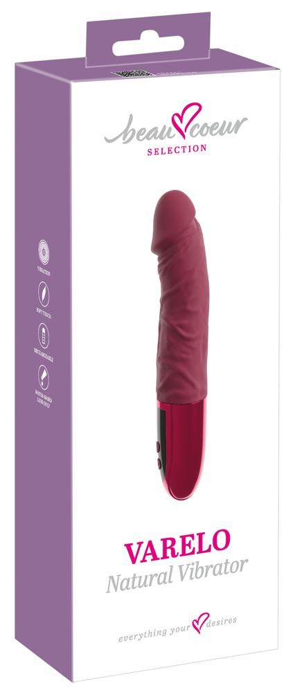 beau cœur VARELO Natural Vibrator realist cu 12 moduri de vibrații și display LED Roșu