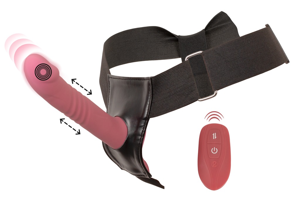 Your Curea-On Vibrator Roz Strap-On cu Vibrații și Mișcare Automată - imagine 2