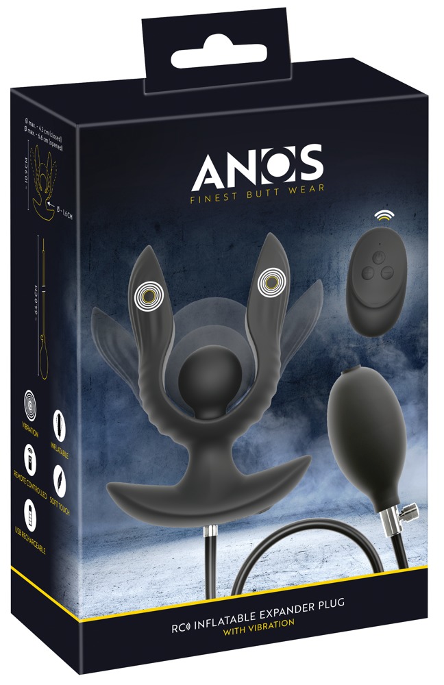 ANOS RC Inflatable Expander Plug Dop Anal Extensibil cu Vibrații și Telecomandă