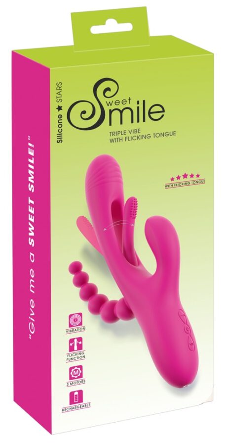 Sweet Smile Triplu Vibe cu Flicking Tongue Vibrator cu 3 Motoare și 7 Moduri