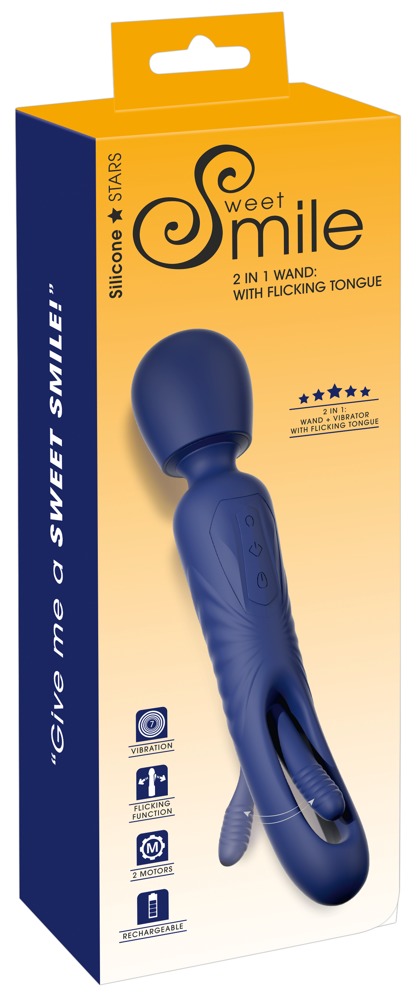 Sweet Smile 2in1 Wand cu Flicking Tongue Vibrator cu 2 Motoare și 7 Moduri