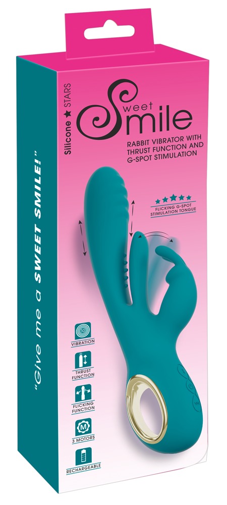 Sweet Smile Rabbit Vibrator cu Thrust, Stimulare Punct G și Clitoris, 3 Motoare