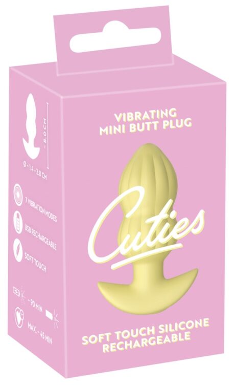 Cuties Vibrant Dop Anal Galben cu 7 Moduri de Vibrație și Textură Striată