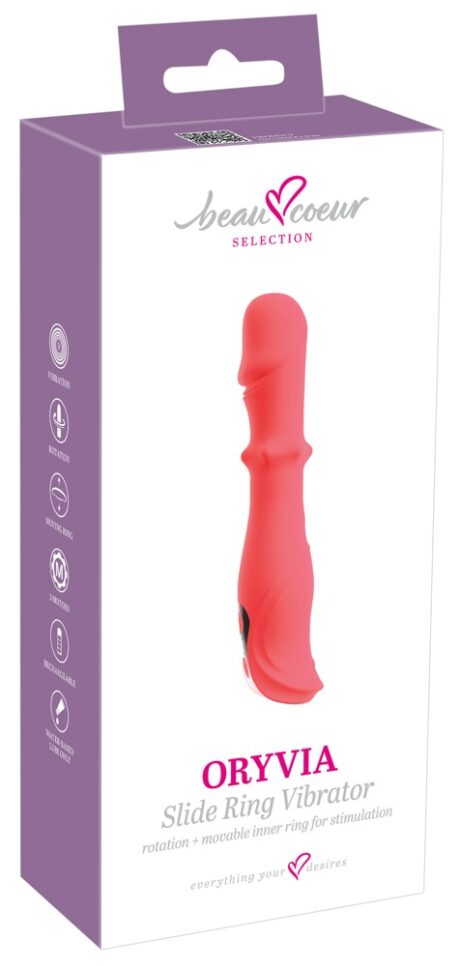 Vibrator beau cœur ORYVIA Slide Ring cu Rotație, Vibrații și Mișcare Verticală