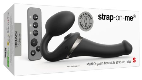 Strap-On Flexibil Multi Orgasm Bendable S Negru cu 3 Motoare și Telecomandă