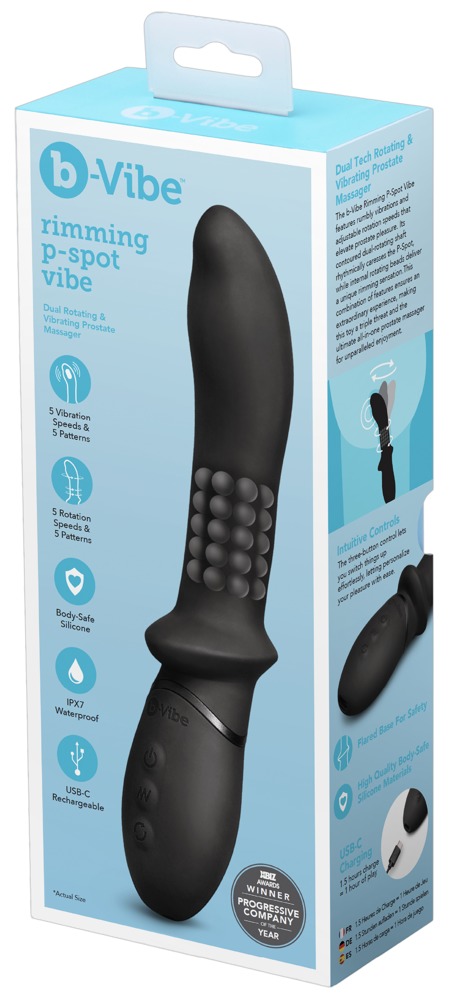 b-Vibe Rimming P-Spot Vibe Vibrator Anal cu Rotație și Vibrații pentru Prostată