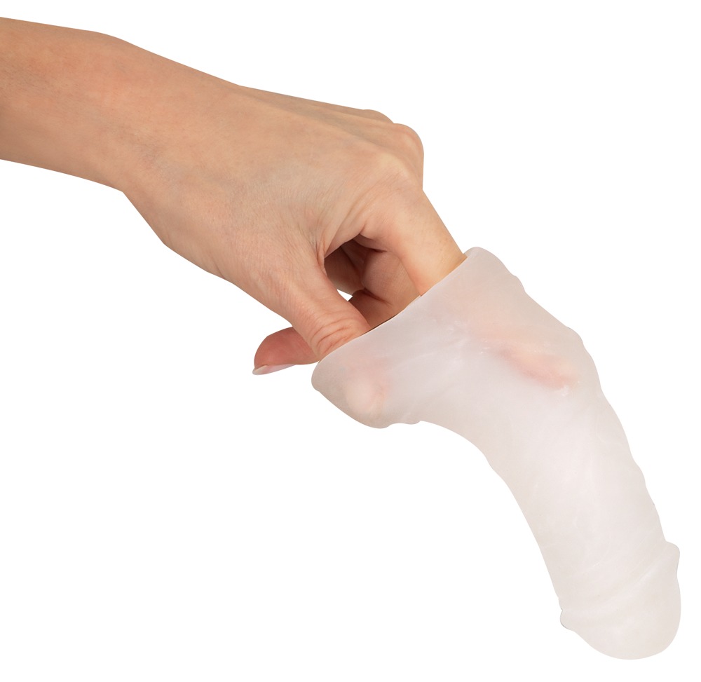Super Dick Manșon Transparent pentru Penis cu Vene și Textură Stimulatoare - imagine 6