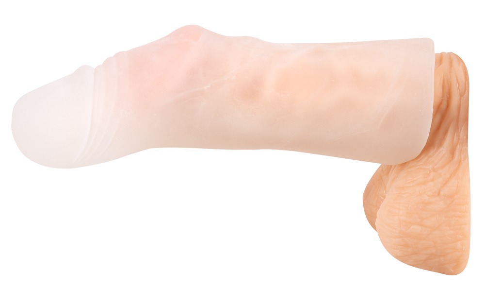Super Dick Manșon Transparent pentru Penis cu Vene și Textură Stimulatoare - imagine 7