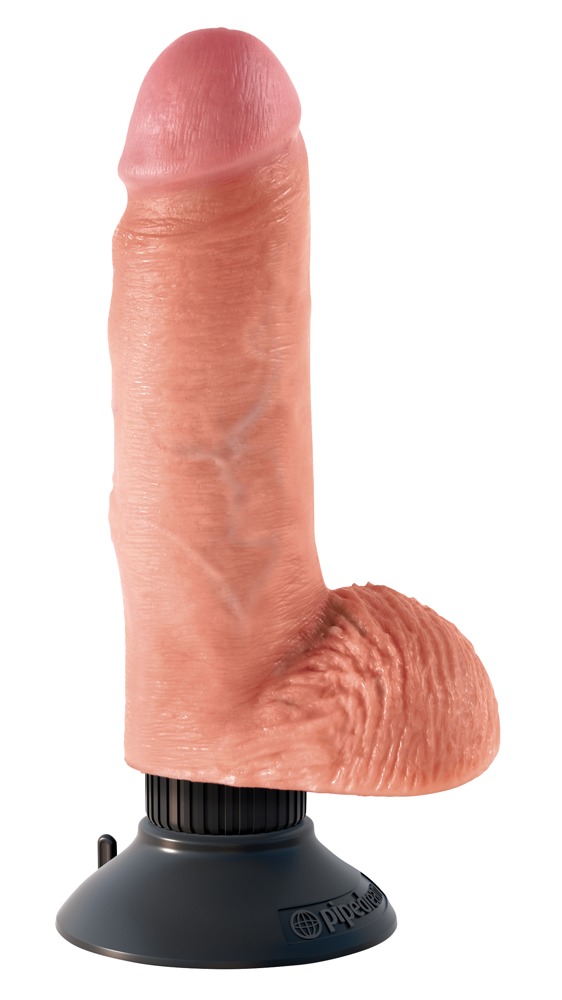 King Cock 7 Inch Vibrator Realist Flexibil cu Ventuză - imagine 2