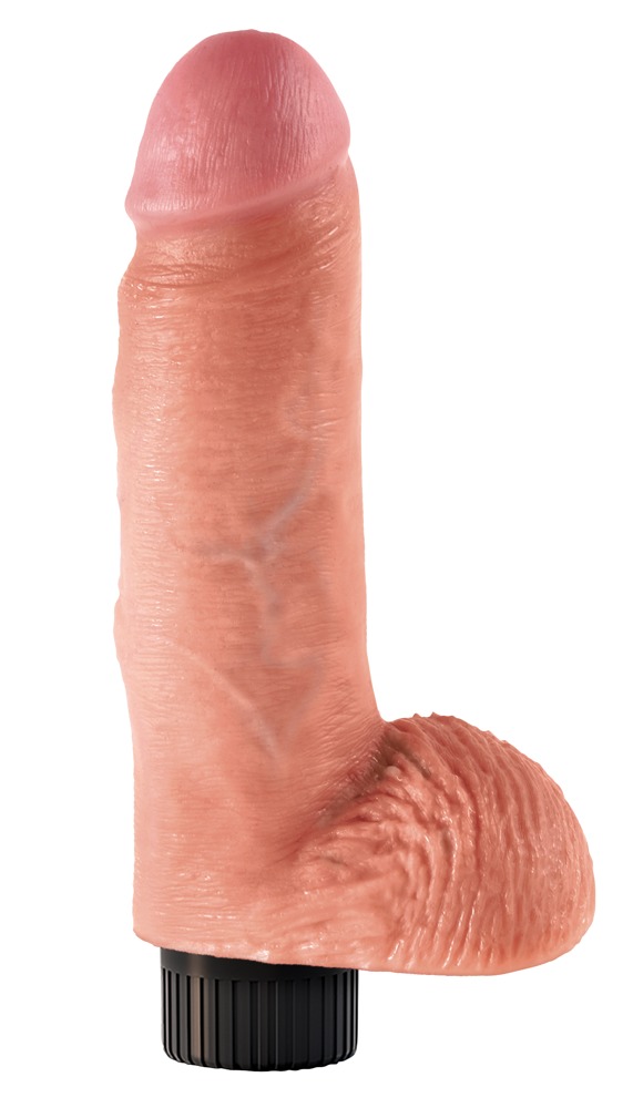 King Cock 7 Inch Vibrator Realist Flexibil cu Ventuză - imagine 3