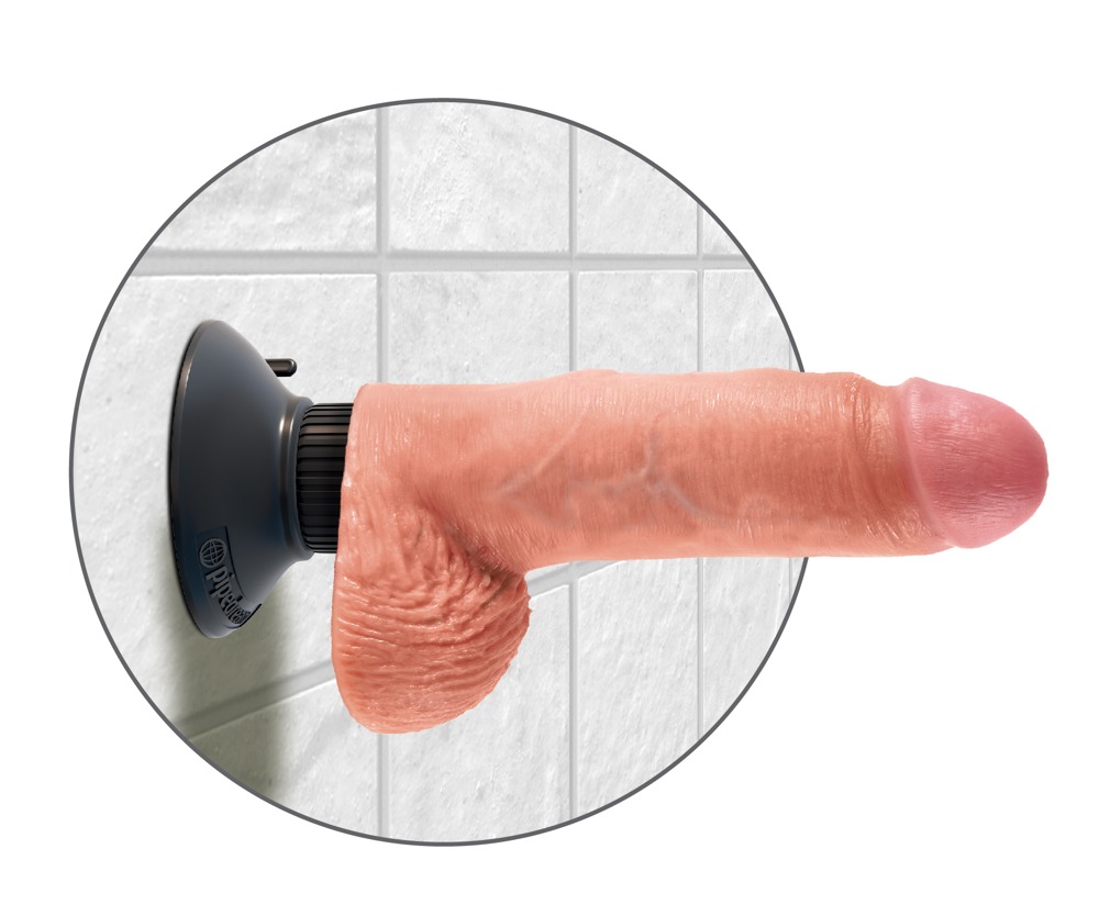 King Cock 7 Inch Vibrator Realist Flexibil cu Ventuză - imagine 5