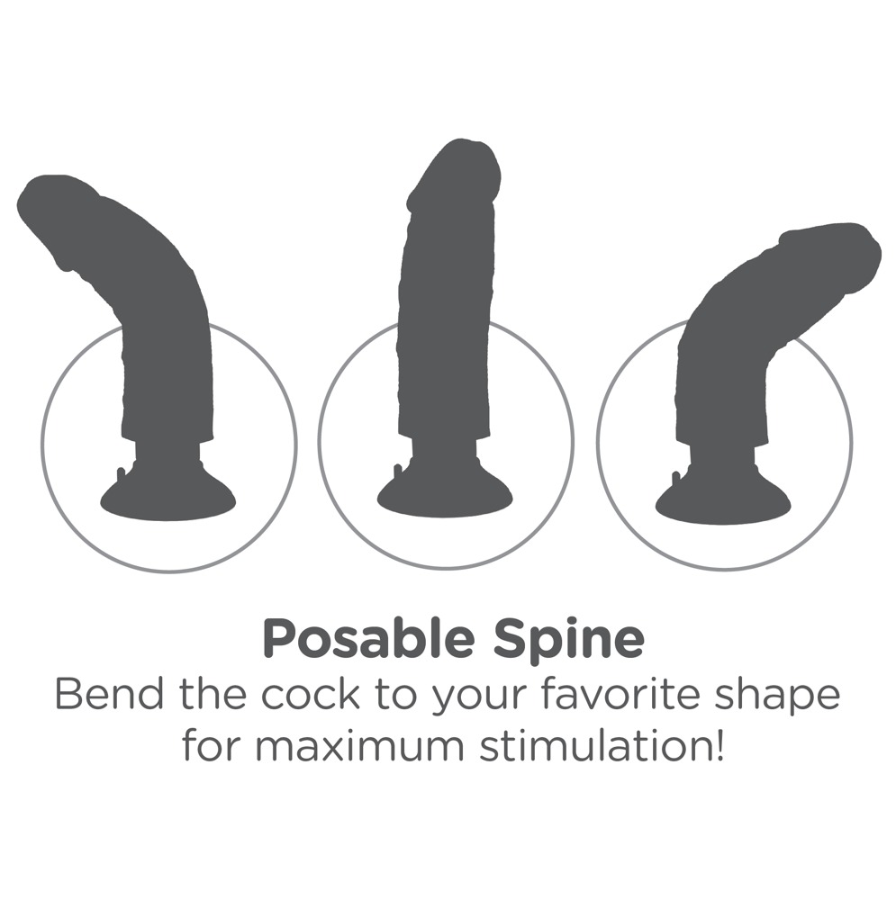 King Cock 7 Inch Vibrator Realist Flexibil cu Ventuză - imagine 6
