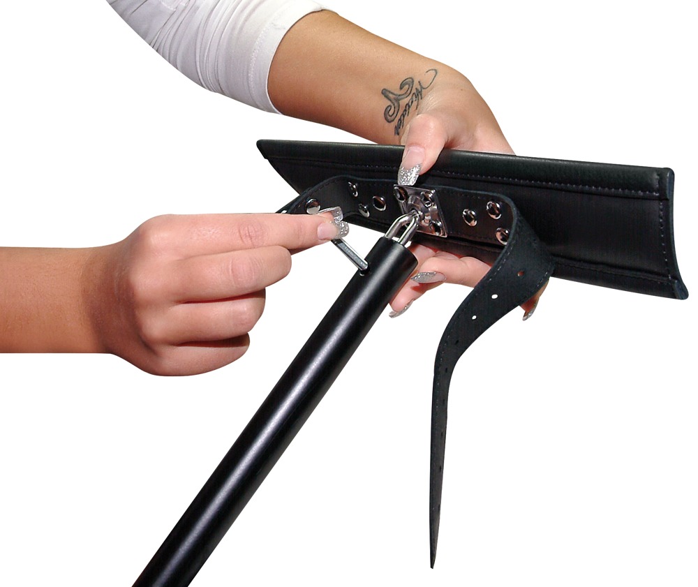 Piele Floor Pillory Set Bondage cu Guler Cătușe și Cadru Reglabil - imagine 5