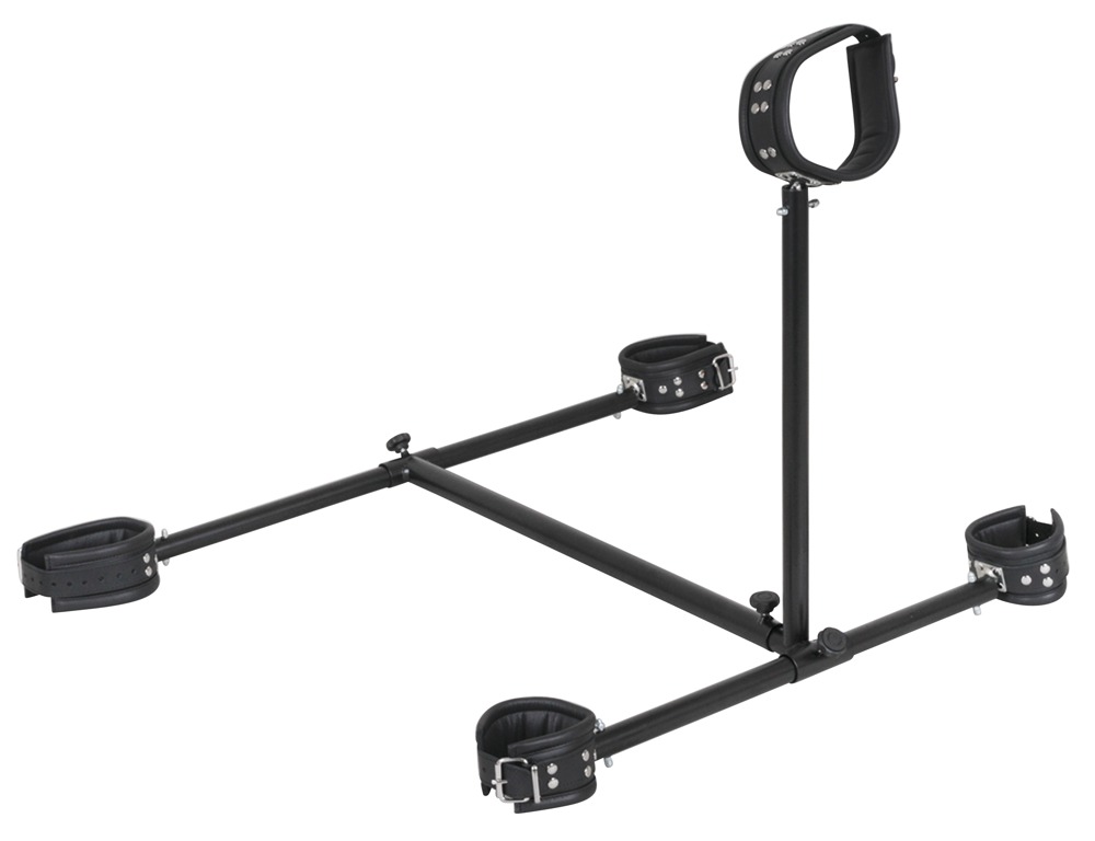 Piele Floor Pillory Set Bondage cu Guler Cătușe și Cadru Reglabil - imagine 2