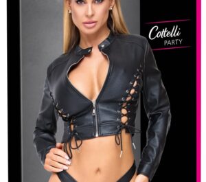Top și Tanga Cottelli PARTY din Imitație de Piele cu Fermoar