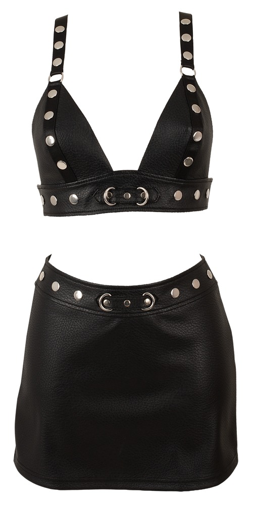 Cottelli PARTY Set Top și Fustă din Imitație de Piele - imagine 6