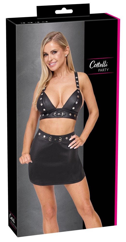 Cottelli PARTY Set Top și Fustă din Imitație de Piele
