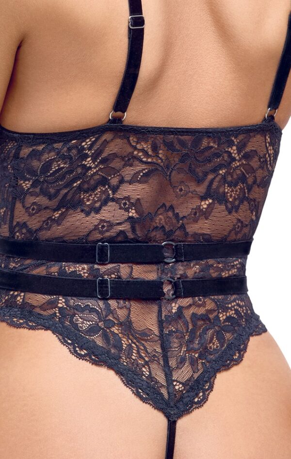 Body Dantelă Cottelli LINGERIE cu Cupe Deschise și Portjartier - imagine 7