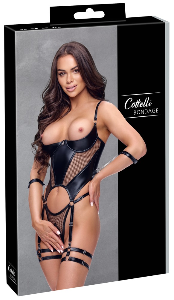 Body Cottelli BONDAGE cu Cupe Deschise Portjartier și Cătușe
