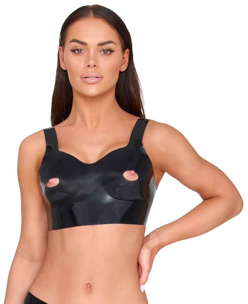 Top Latex Negru cu Cupe Deschise și Decupaje - imagine 2