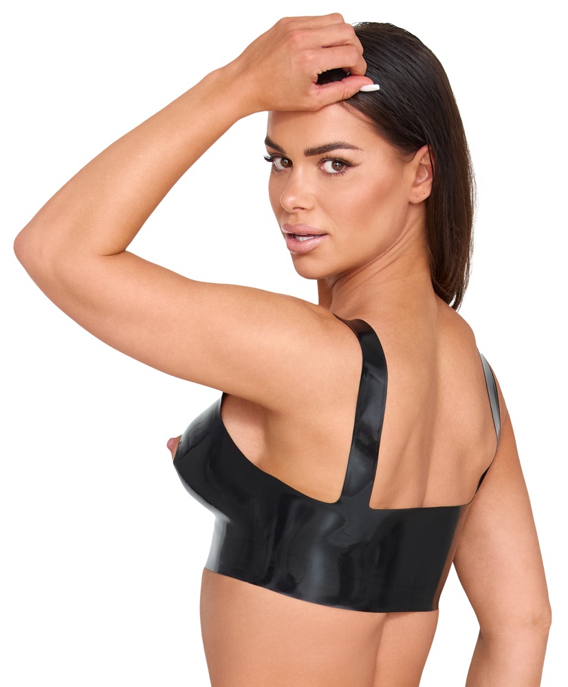 Top Latex Negru cu Cupe Deschise și Decupaje - imagine 3