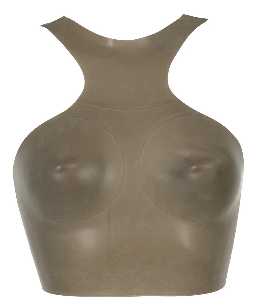 Top Latex Smoky Gri Transparent cu Guler Înalt - imagine 5