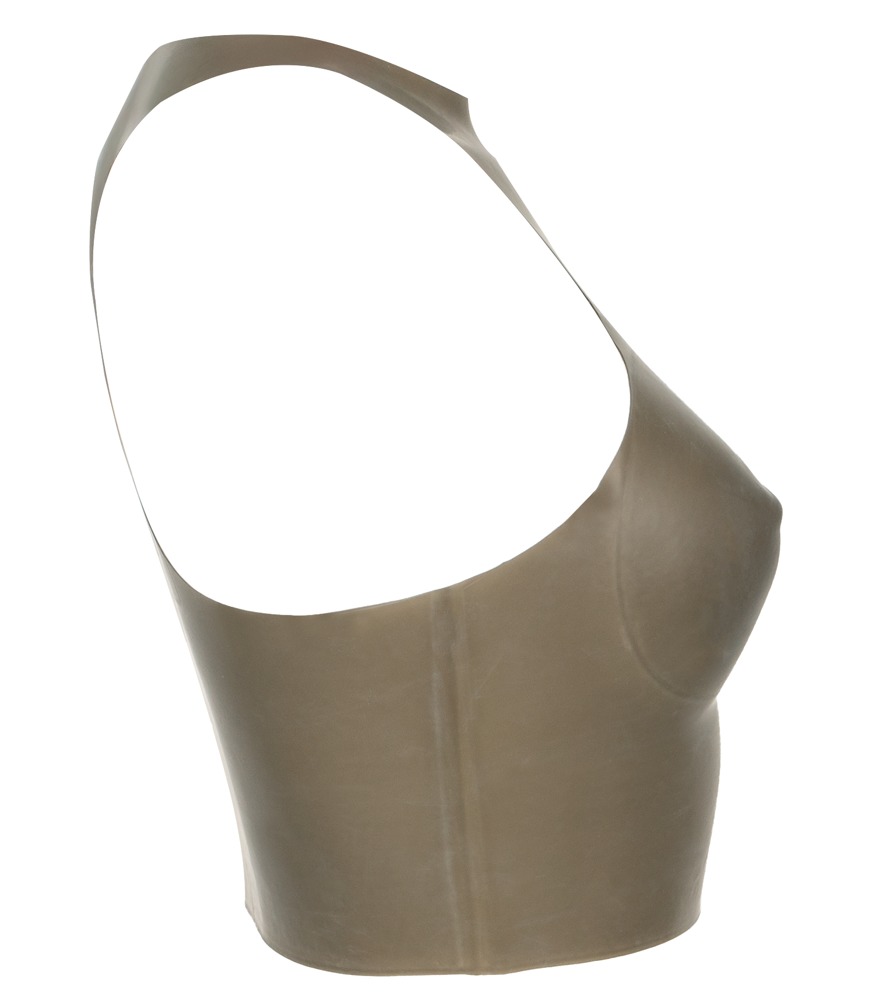 Top Latex Smoky Gri Transparent cu Guler Înalt - imagine 6