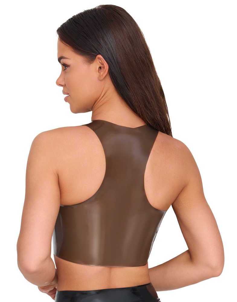 Top Latex Smoky Gri Transparent cu Guler Înalt - imagine 4