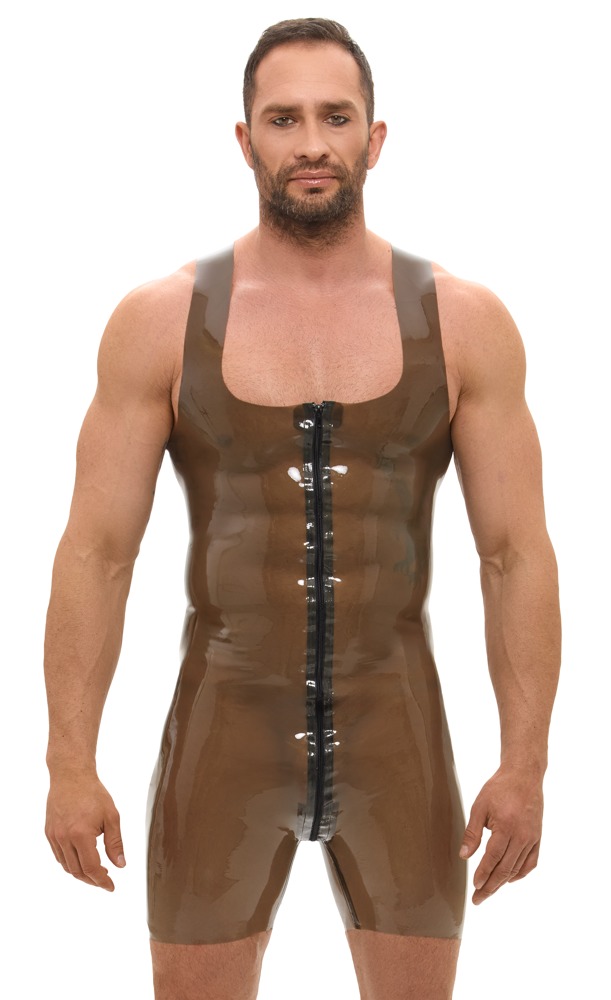 Body pentru Bărbați LateX Smoky din Latex cu Fermoar Dublu - imagine 2