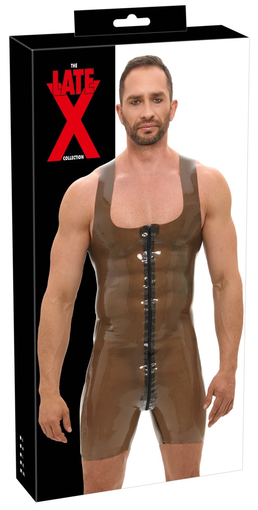 Body pentru Bărbați LateX Smoky din Latex cu Fermoar Dublu