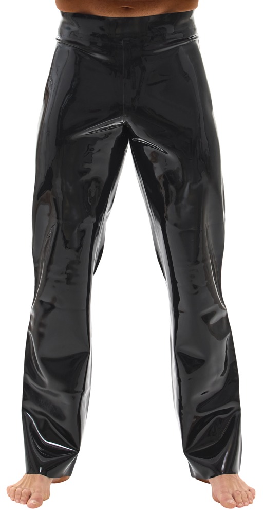 Pantaloni pentru Bărbați LateX Negri cu Dungi Roșii - imagine 3