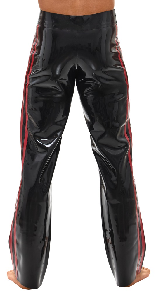 Pantaloni pentru Bărbați LateX Negri cu Dungi Roșii - imagine 5