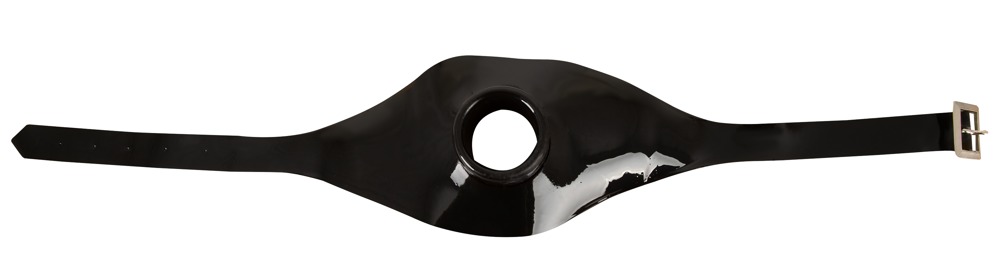 Căluș LateX Negru cu Orificiu și Curea Reglabilă - imagine 4