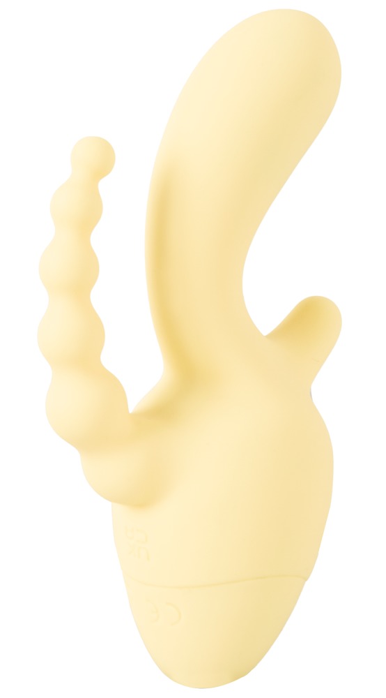 Cuties Triple Mini Vibrator Galben cu Stimulare Triplă - imagine 5