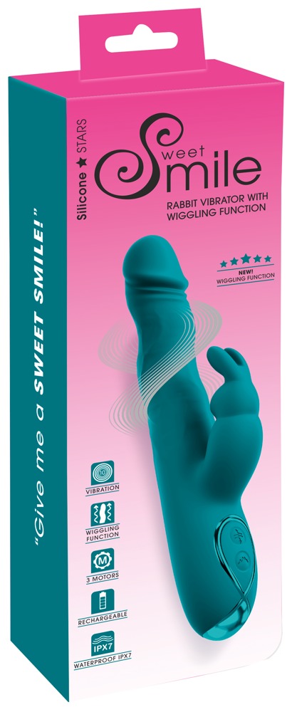 Sweet Smile Rabbit Wiggling Vibrator cu Mișcare Ondulatorie și Vibrații