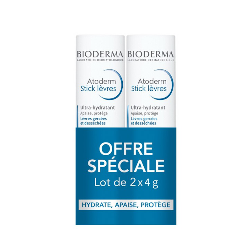 Set 2 Balsamuri de Buze Ultra-Hidratante Bioderma Atoderm 2 x 4 g