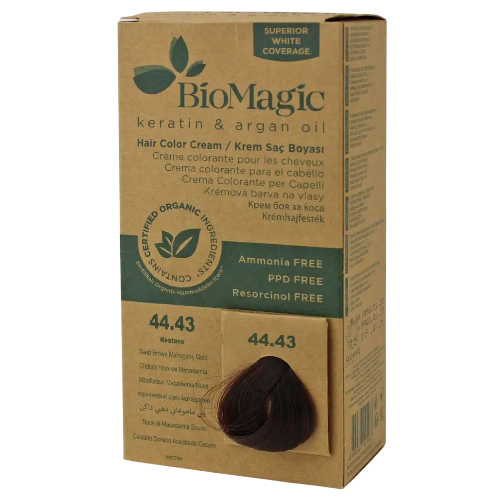 Biomagic Biomagic Keratină și ulei de argan Vopsea permanentă de păr 44.43 250 ml *Tester