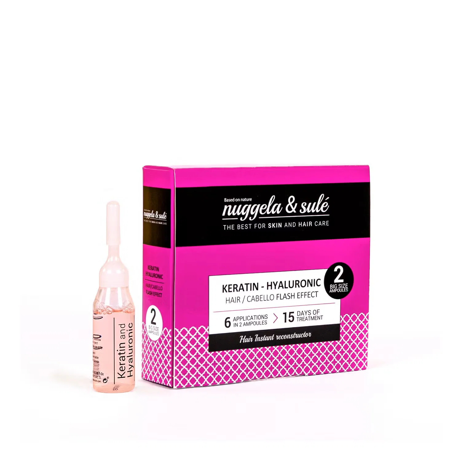 Set Duo Nuggela & Sule Keratin Hyaluronic Balsam de tratament pentru păr Reparare și întărire Păr deteriorat 2 buc 10 ml