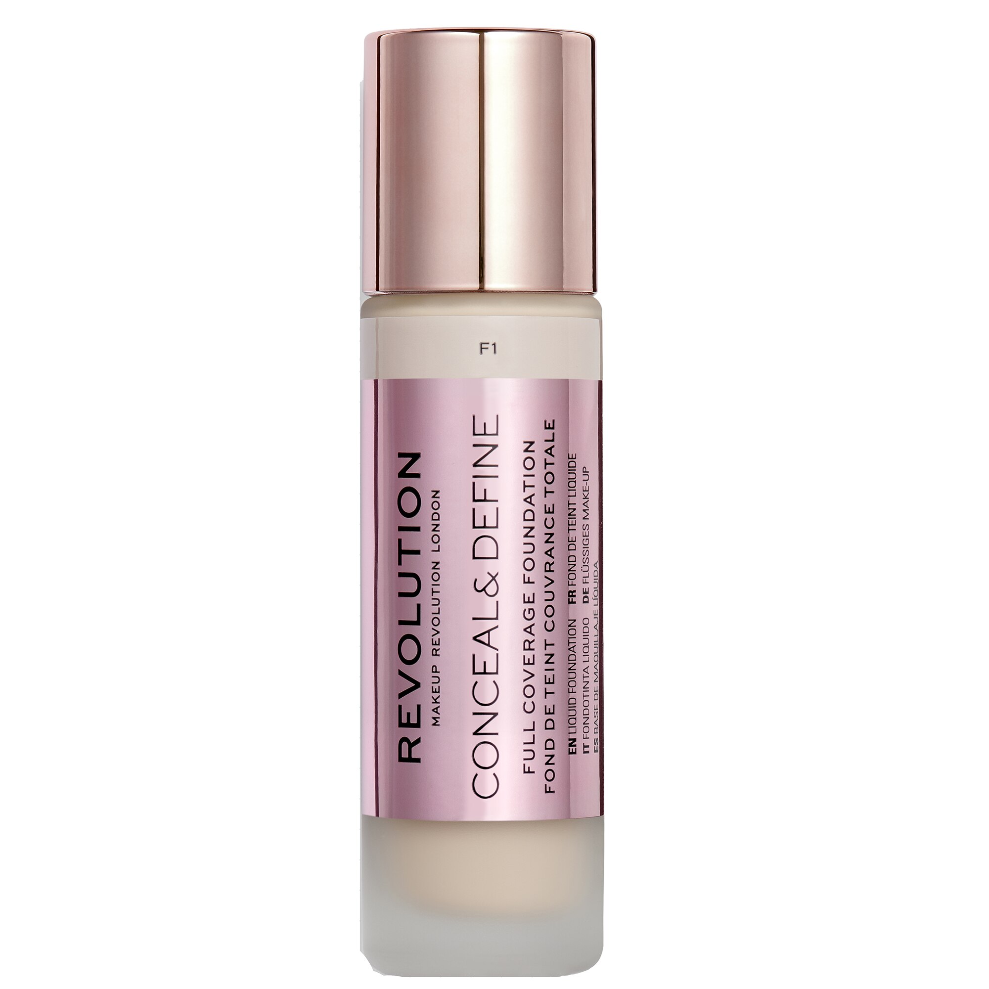Fond de Ten Makeup Revolution Conceal & Define Nuanța F1 Acoperire Ridicată 23 ml