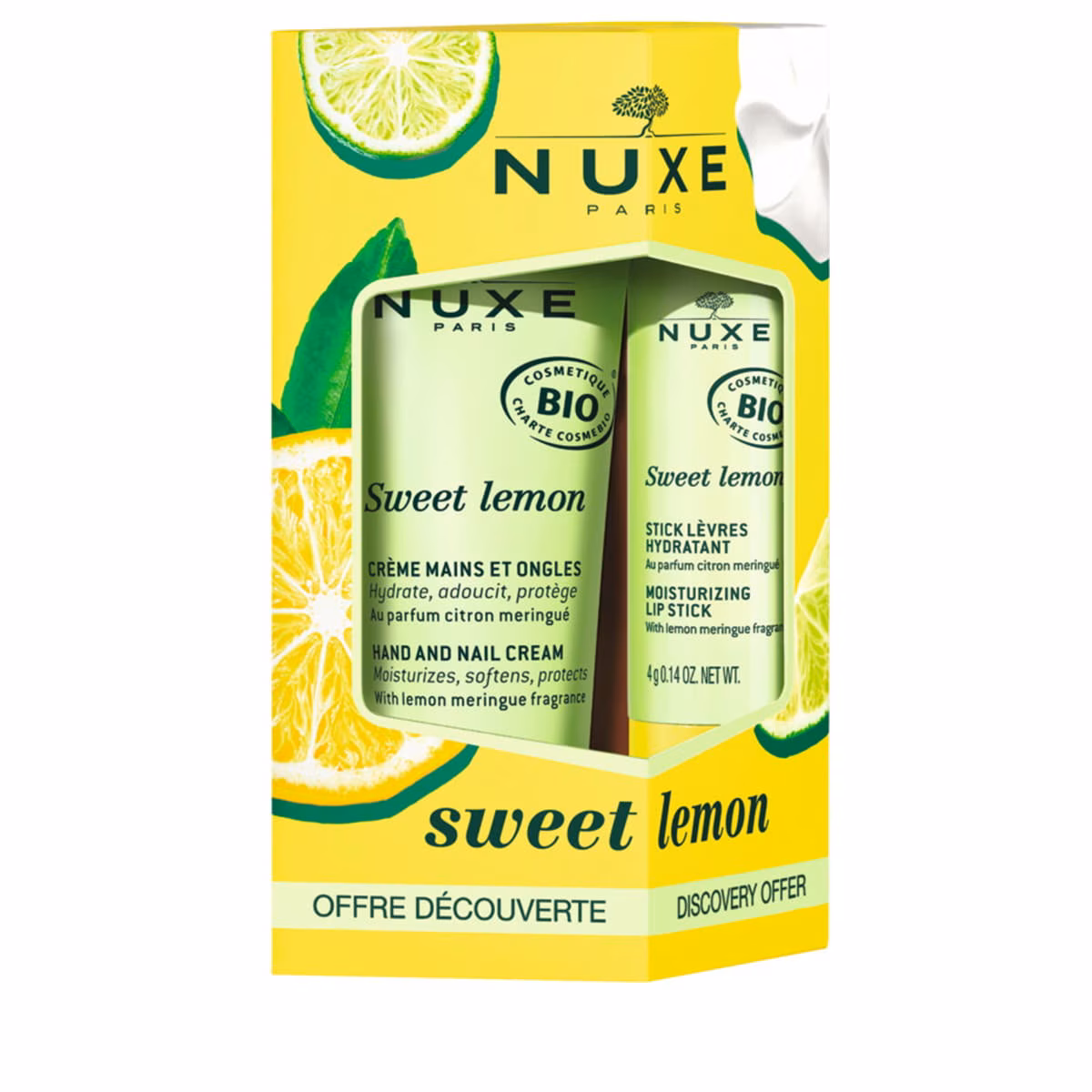 Nuxe Sweet Lemon Crema pentru maini si unghii 30 ml + Stick de buze 4 gr