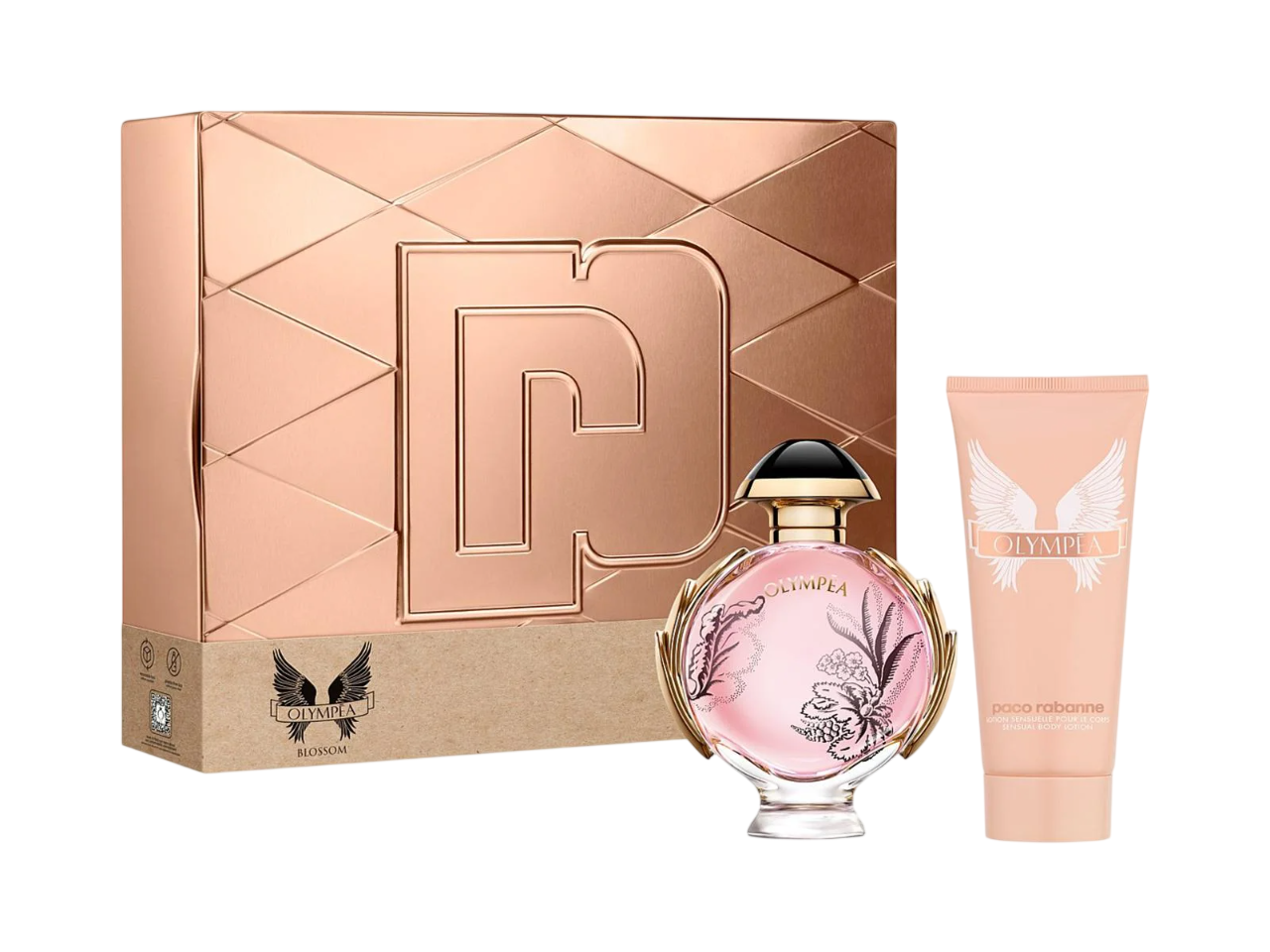 Set Paco Rabanne: Olympea Blossom Eau De Parfum For Women 80 ml + Olympea Blossom Hydrating Body Lotion 100 ml